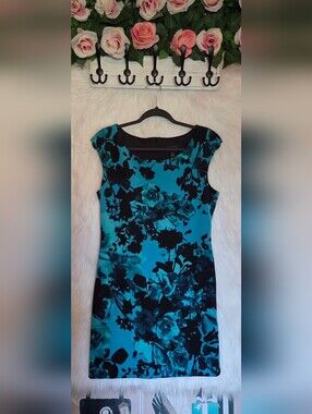 Connected Apparel Romantic Blues Cap-Sleeve Mini Dress